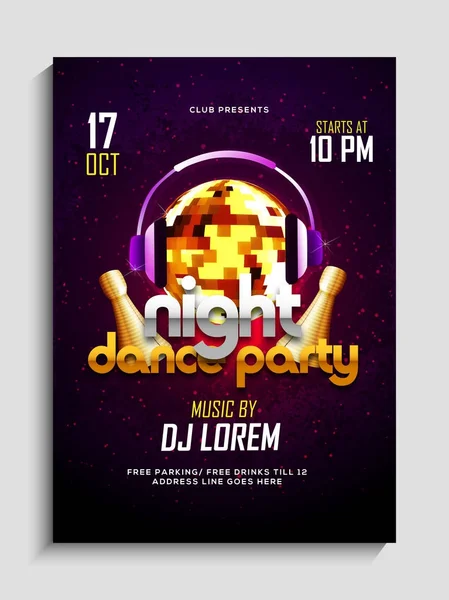 Night Party flyer or banner design. — Stock Vector