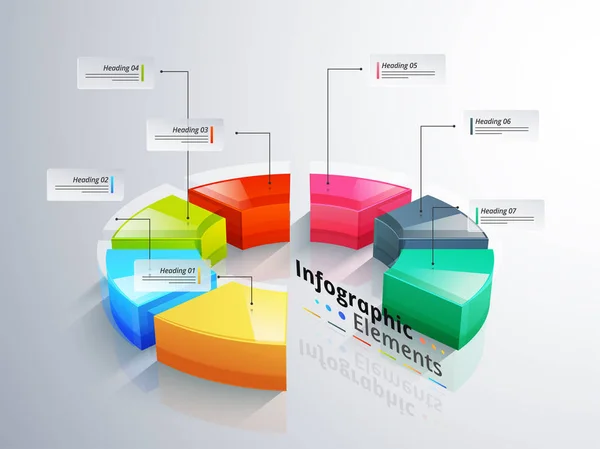 Elemento infográfico 3D, ou gráfico com seis (6) passos . — Vetor de Stock