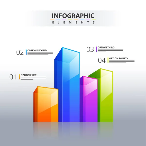 3D infographic element, or graph in with four(4) steps . — Stock Vector