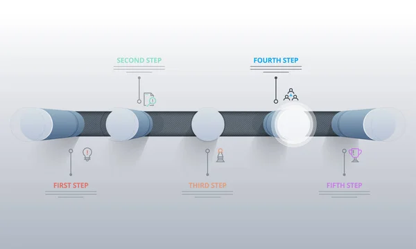 3D-Infografik oder Graph mit fünf (5) Schritten . — Stockvektor