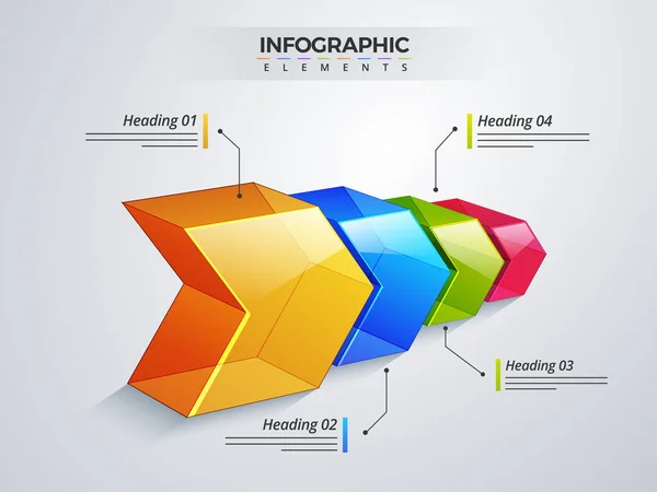 3D infographic element, or graph with four (4) steps . — Stock Vector