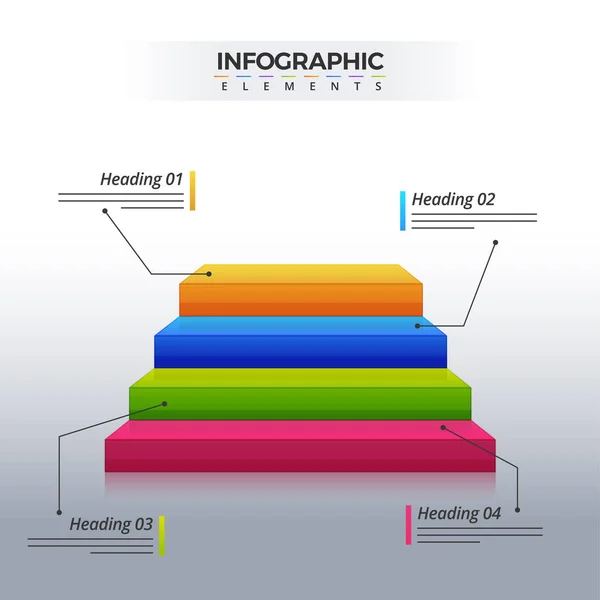 Elemento infográfico 3D, o gráfico con cuatro (4) pasos  . — Vector de stock