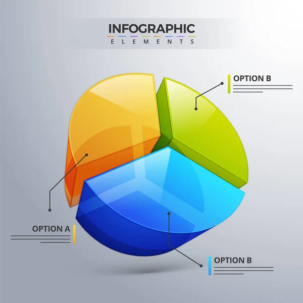 3D element infografikę, lub wykres z trzech (3) czynności . — Wektor stockowy