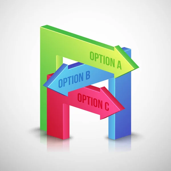 Elemento infográfico 3D, o gráfico con tres (3) pasos  . — Vector de stock