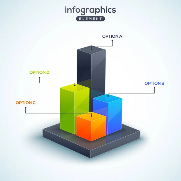 3D element infografikę, lub wykres z czterech (4) kroki . — Wektor stockowy