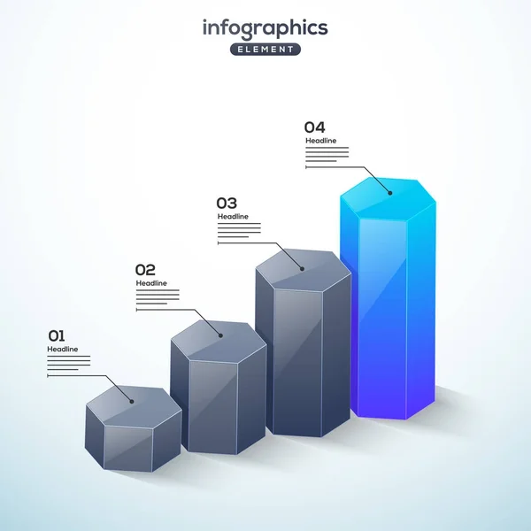 3D element infografikę, lub wykres z czterech (4) kroki . — Wektor stockowy