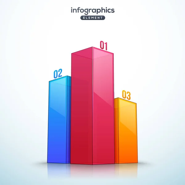 3D element infografikę, lub wykres z trzech (3) czynności . — Wektor stockowy
