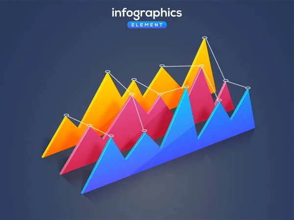 3D infografika prvek nebo graf, které jsou propojeny pomocí odkazů. — Stockový vektor