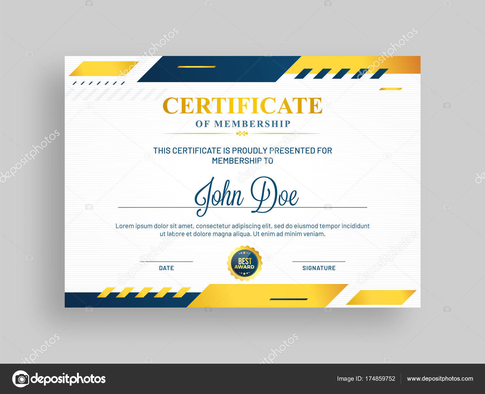 Certificate of membership template with blue and golden design a Pertaining To Promotion Certificate Template