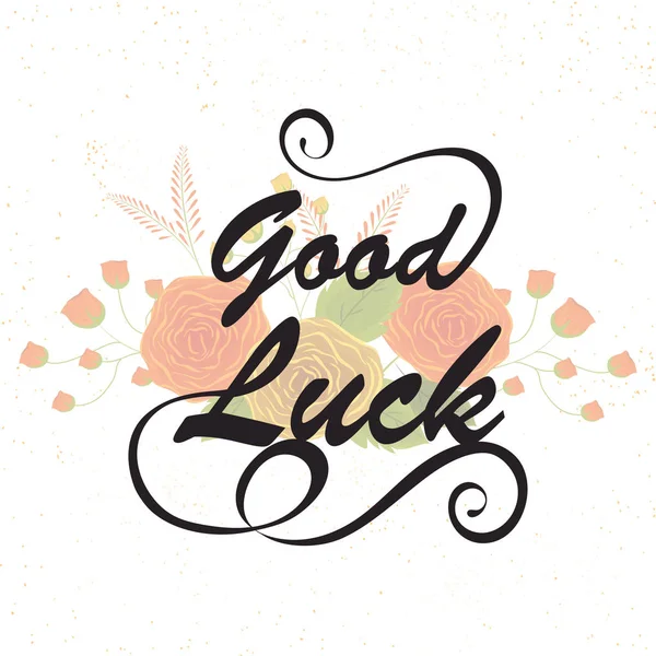 Good Luck typography on florals decorated background. — Stock Vector