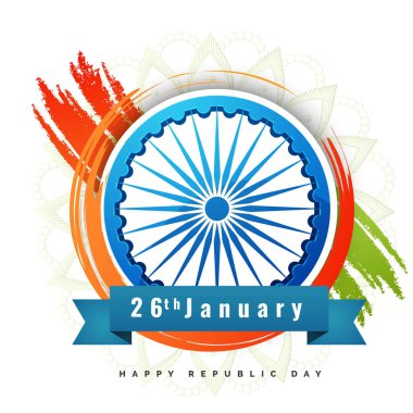 Ulusal bayrak renkleri Hindistan Cumhuriyet Bayramı için 3D Ashoka direksiyonda 