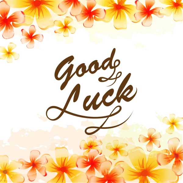 Good Luck typography on florals decorated background. — Stock Vector