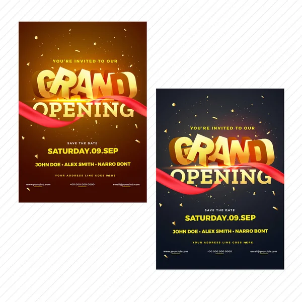 Grand opening van de flyer of uitnodiging kaart in twee kleuren optie wenkbrauw — Stockvector