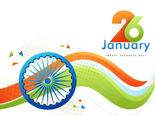 26th January, Indian Republic Day background with Ashoka Chakra — Stock Vector
