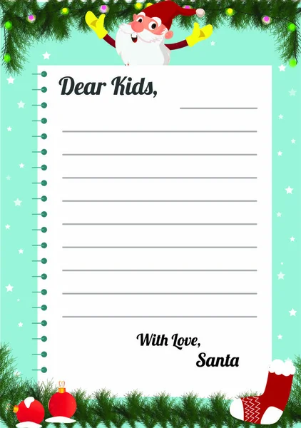 Carta de la lista de deseos de Navidad de la plantilla de Santa con feliz Santa C — Archivo Imágenes Vectoriales
