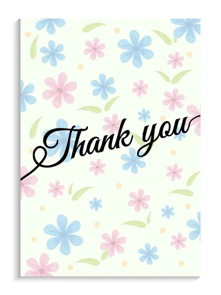 Beautiful Thank You Card with Seamless Floral Background. — Stock Vector