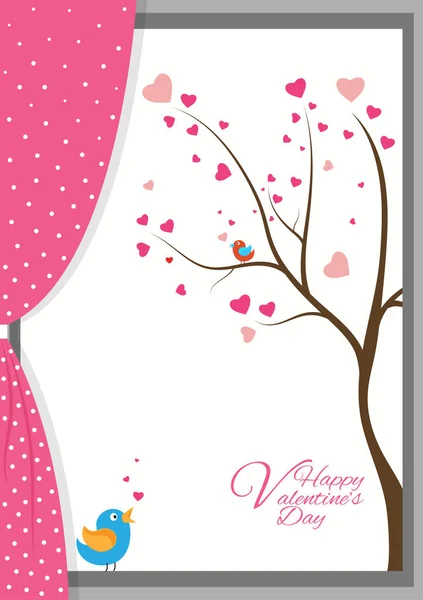 Valentinstag-Grußkarte mit zwei Liebesvögeln. — Stockvektor