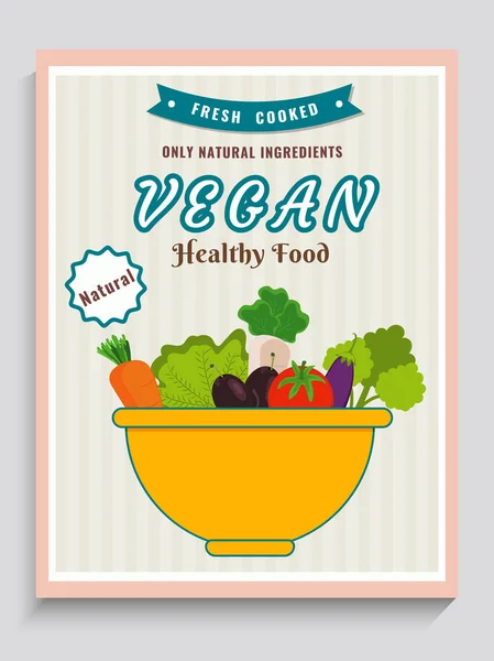Vegan affisch, Banner eller Flyer Design med grönsaker. — Stock vektor