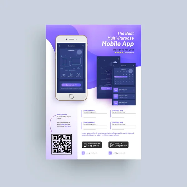 Mobile Company Design rapport annuel, couverture, modèle vectoriel broc — Image vectorielle