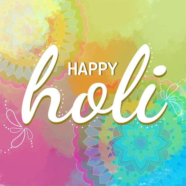 Hint Renk Festivali, Mutlu Holi kutlamaları tasarımı. — Stok Vektör