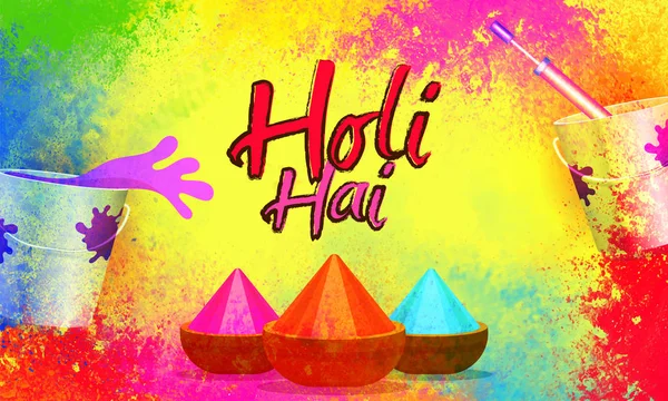 Indian Festival of Colours, Happy Holi firande design. — Stock vektor