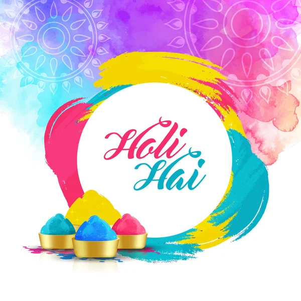 Indický festival barev, Happy Holi slavnostní design. — Stockový vektor
