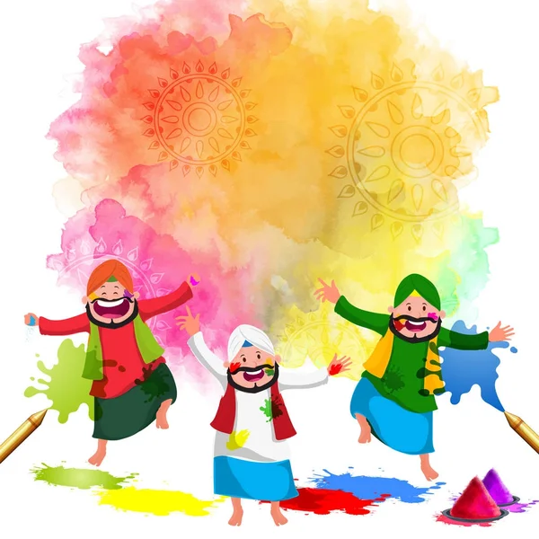 Indian Festival of Colours, Happy Holi firande design. — Stock vektor