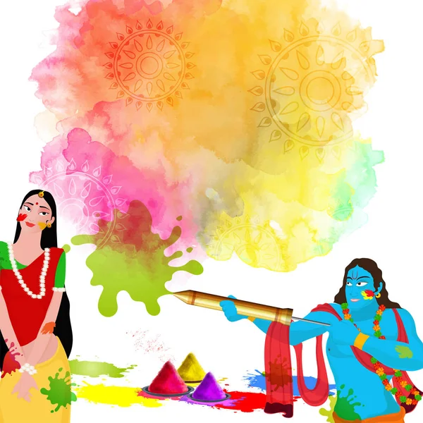 Indian Festival of Colours, Happy Holi celebration design. — Stock Vector