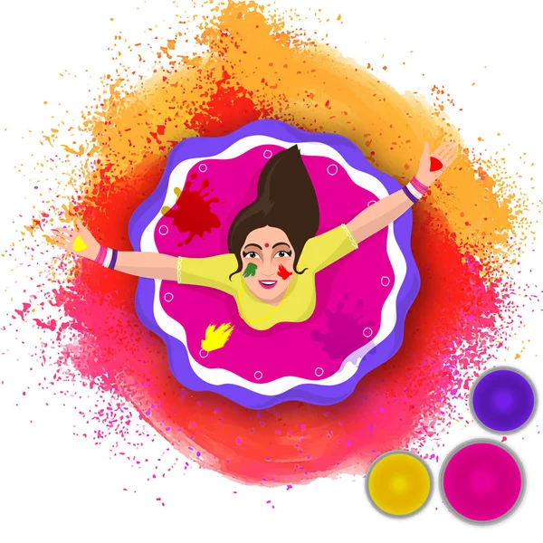 Indický festival barev, Happy Holi slavnostní design. — Stockový vektor