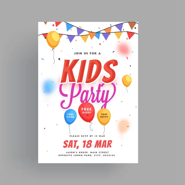 Kids Party Flyer or Banner Design. — Stock Vector