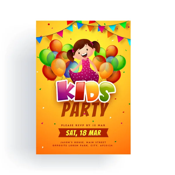 Kids Party Flyer or Banner Design. — Stock Vector