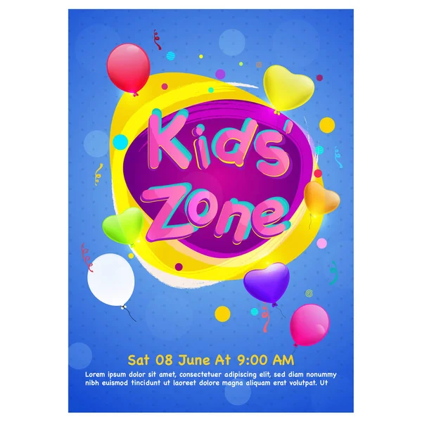 Kids Party Flyer or Banner Design. — Stock Vector