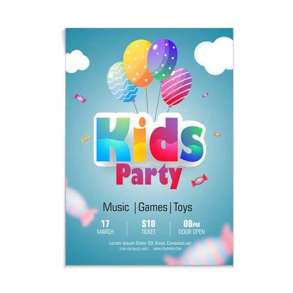 Kids Party Flyer or Banner Design. — Stock Vector