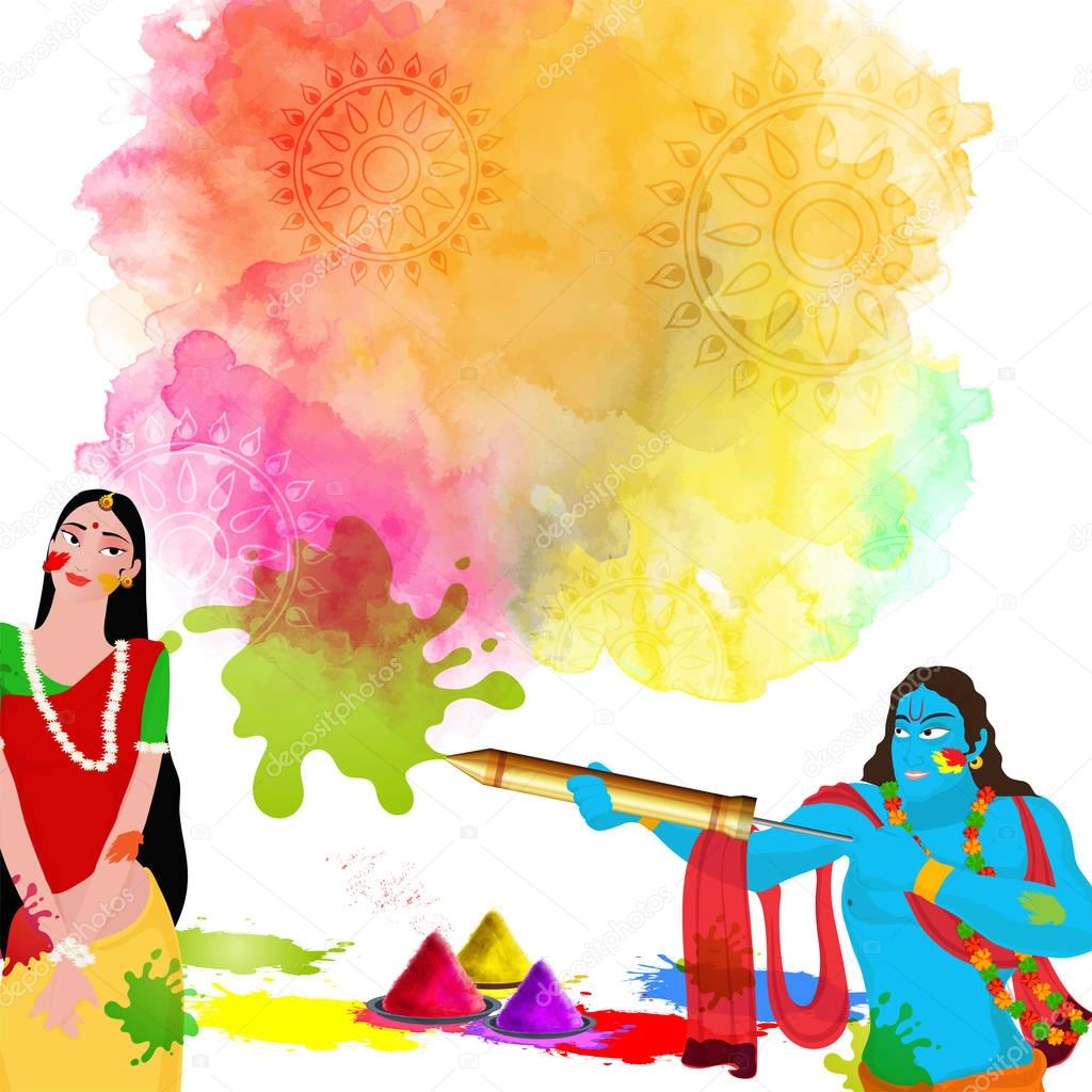 Indian Festival of Colours, Happy Holi celebration design.