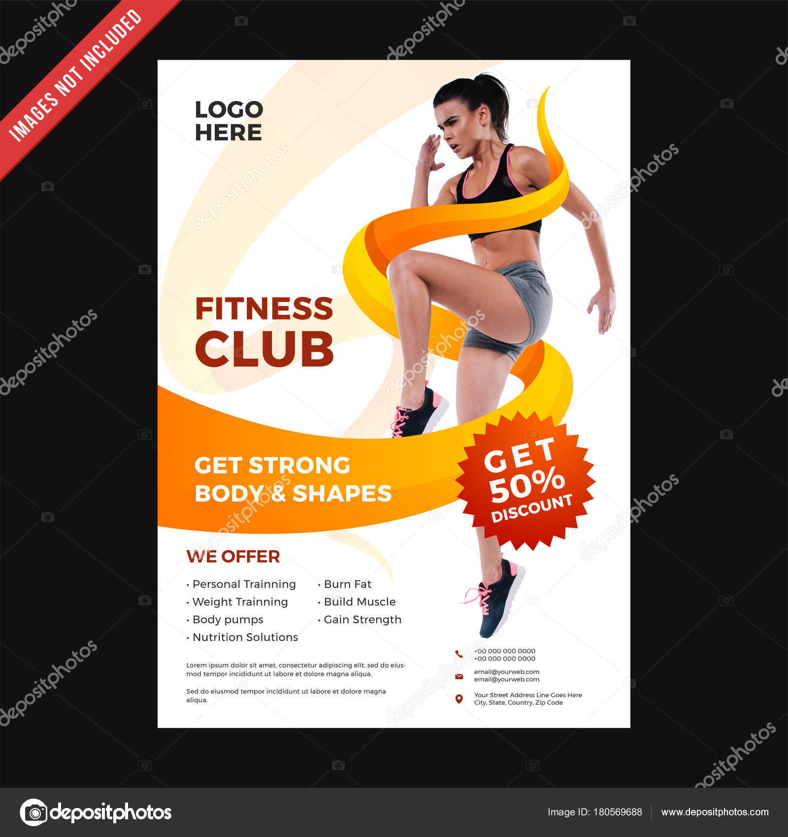 Fitness Club Flyer & Poster Cover Template. Stock Vector by