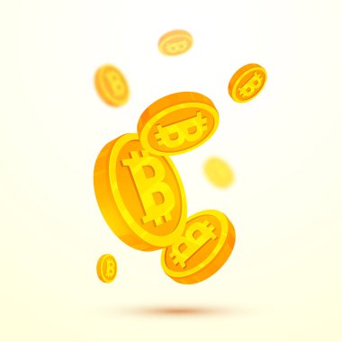 Beyaz zemin üzerine altın bitcoins.