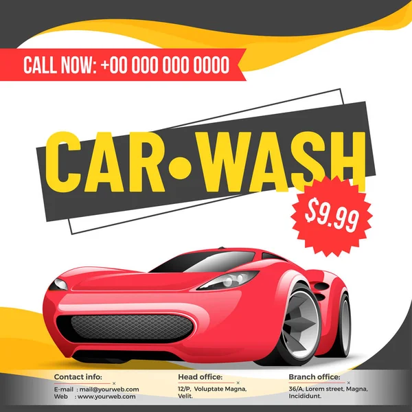 Bannière de service de lavage de voiture, affiche, prospectus ou conception de carte de tarif pour Y — Image vectorielle