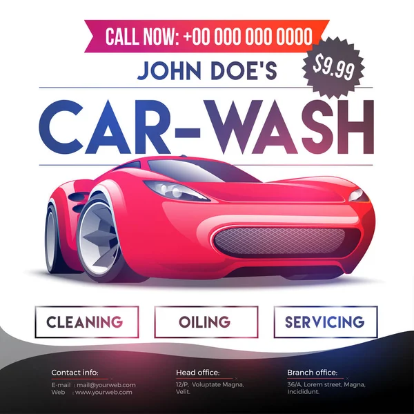 Car Wash Service Banner, Plakate, Flyer oder Karte Design für y — Stockvektor