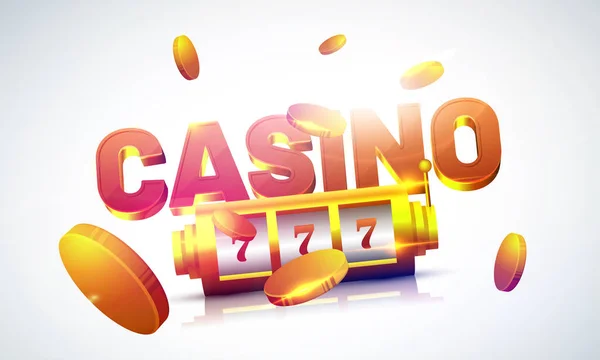 Fortunato 777 Slot machine con monete d'oro e testo Casino . — Vettoriale Stock