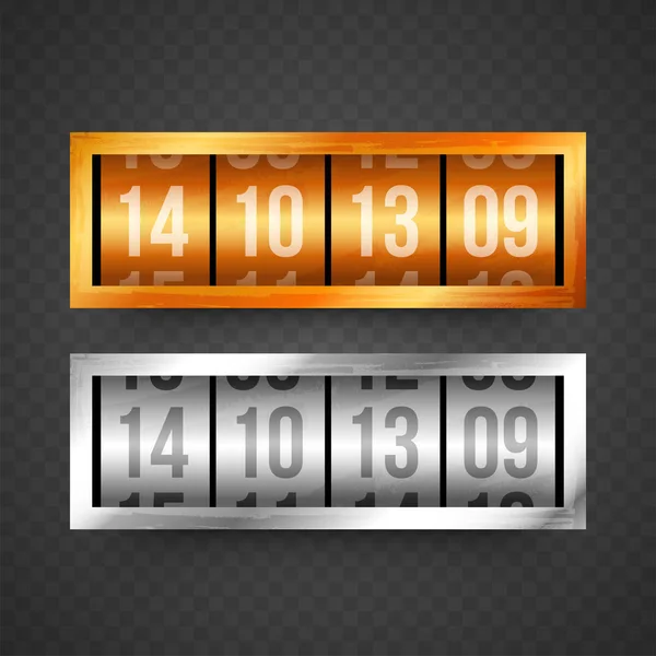 Countdown website, digital clock timer in golden and metallic co — Stock Vector