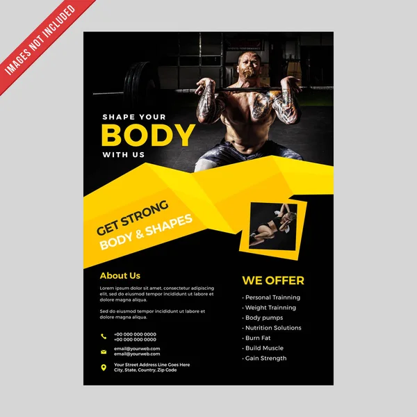 Fitness Club Flyer & Plantilla de cubierta de póster . — Vector de stock