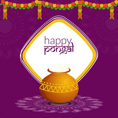 Happy Pongal wishes or greeting background design. clipart