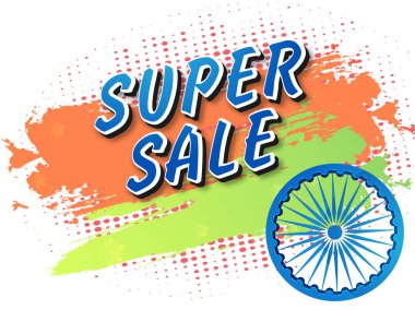 Yarı ton safran üzerinde satış Banner tasarımı Ashoka tekerleği ile süper bir