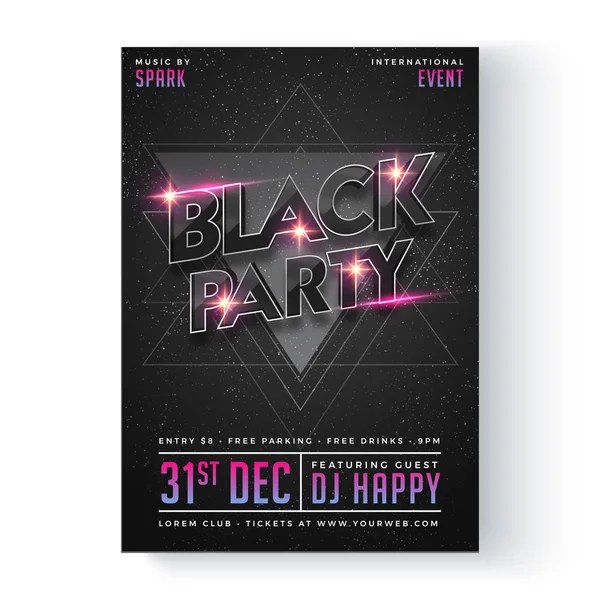 Zwarte partij Flyer, Poster of Banner ontwerp. — Stockvector