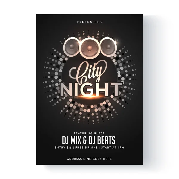 City Night Party Flyer or Poster Design. — Stock Vector