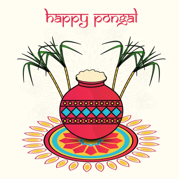 Happy Pongal wishes or greeting background design. — Stock Vector