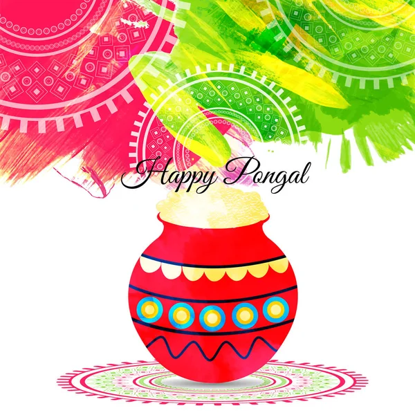 Happy Pongal wishes or greeting background design. — Stock Vector