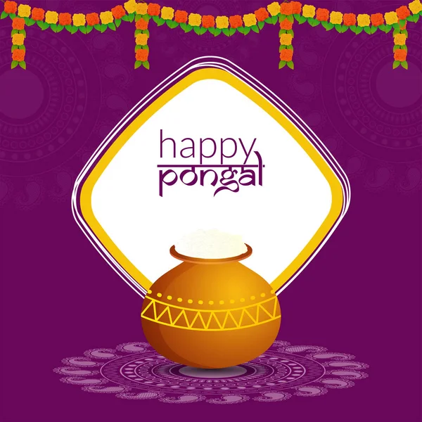 Happy Pongal wishes or greeting background design. — Stock Vector