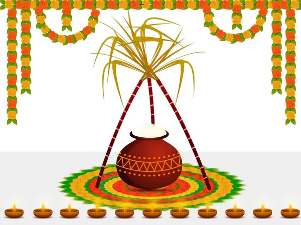 Happy Pongal souhaits ou salutation fond design . — Image vectorielle