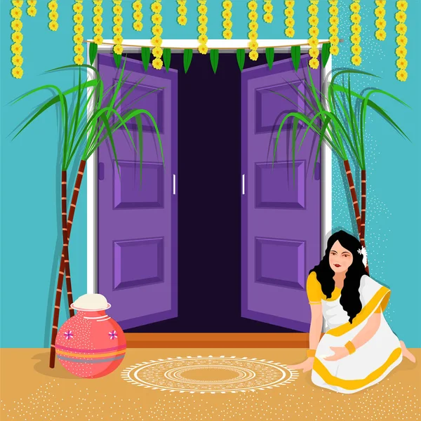 Feliz Pongal deseos o diseño de fondo de saludo . — Vector de stock